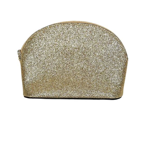 Kate Spade New York Burgess Court Gold Glitter Dome Cosmetic Case - Picture 2 of 12